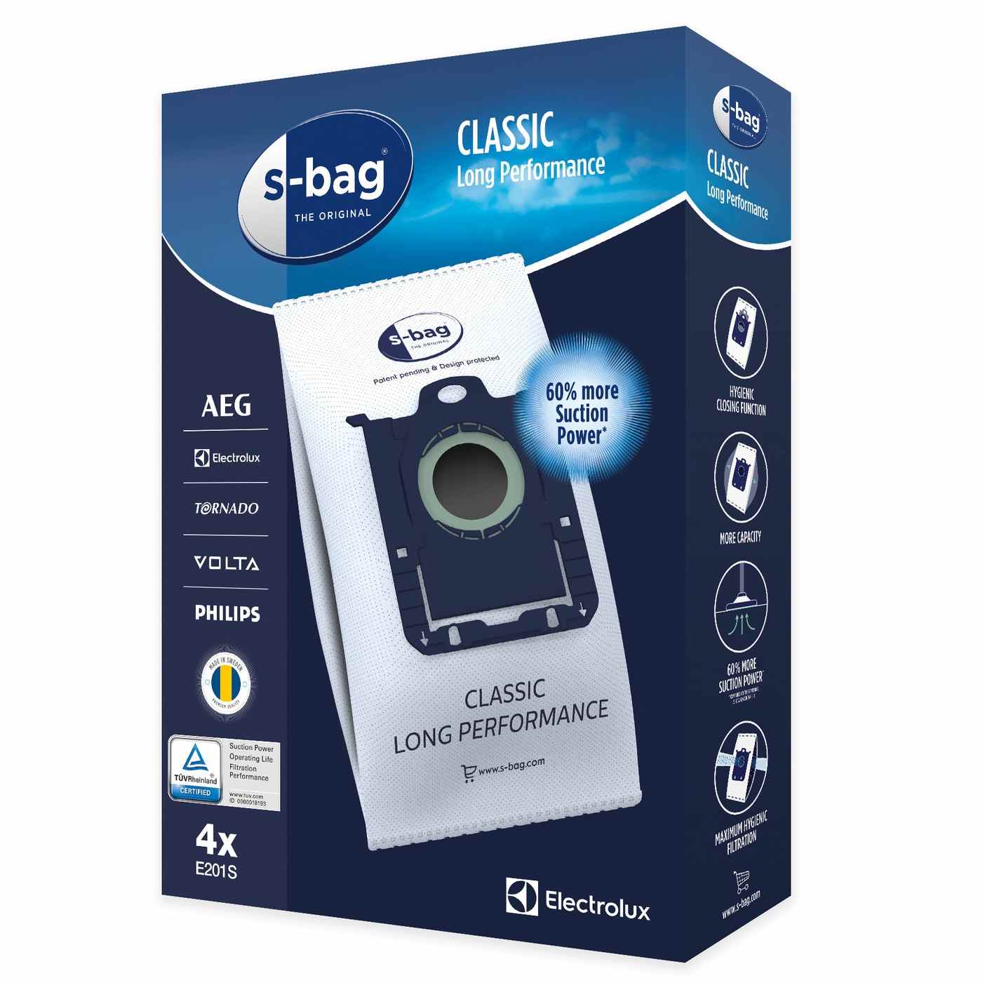 Electrolux S-bag Classic Long Performance Støvsugerposer E201S