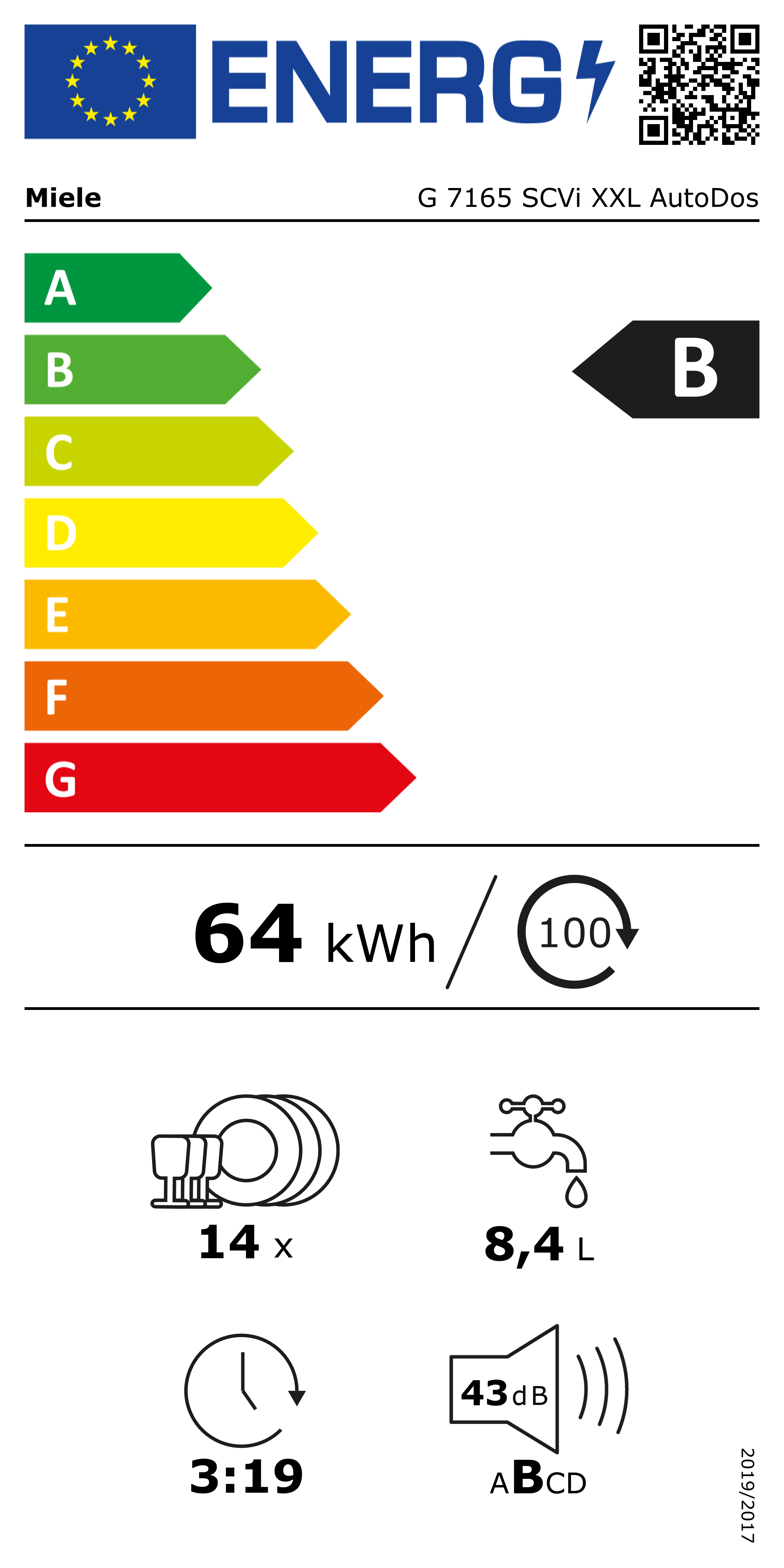 Miele Oppvaskmaskin Integrert G 7165 SCVi XXL AutoDos