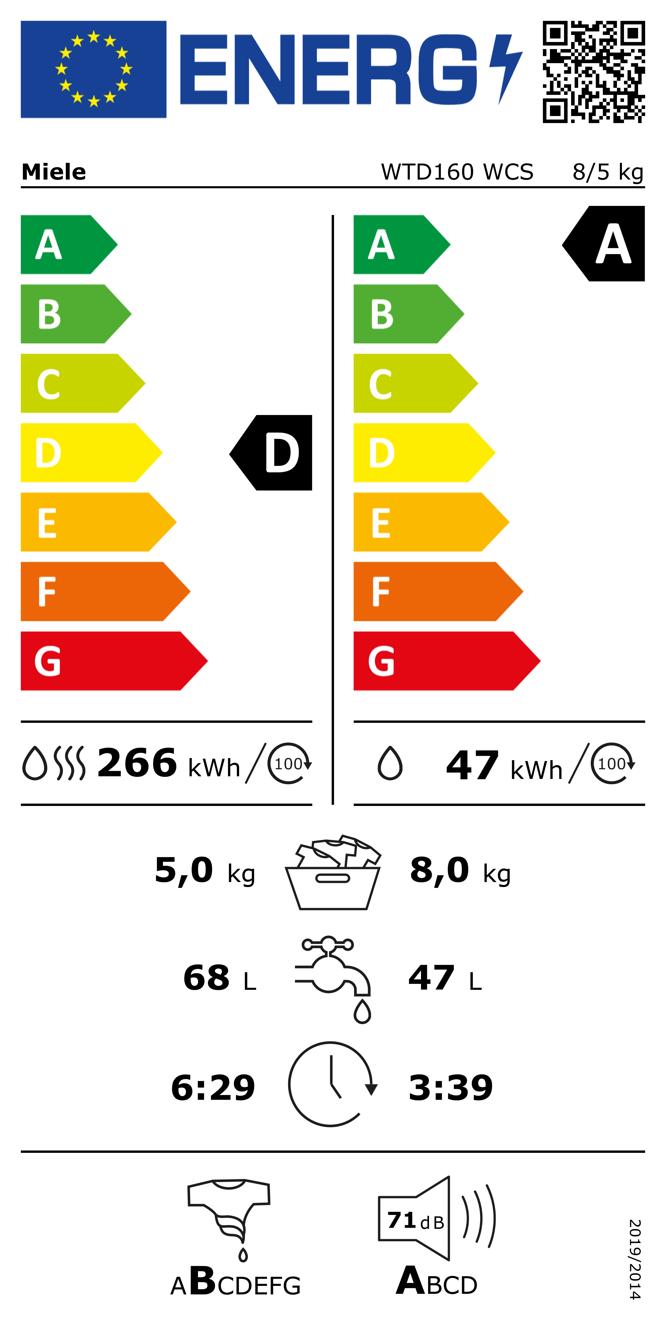 Miele Kombinert vask/tørk WTD160 WCS