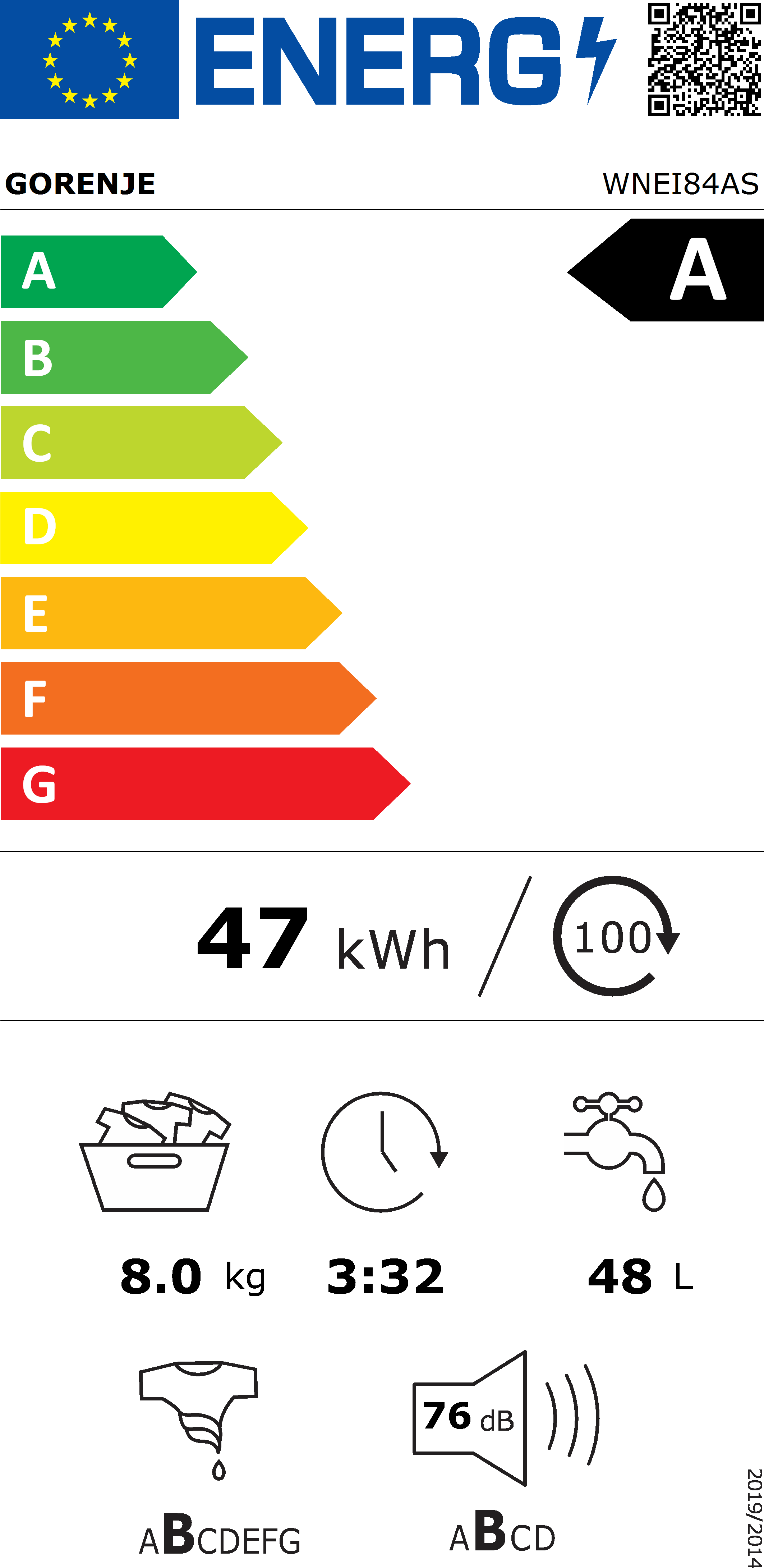 Gorenje Vaskemaskin WNEI84AS